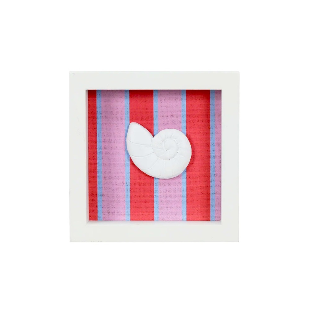 Striped Wooden Sea Shell Table Top Decoration 6” x 6” x 1.25”